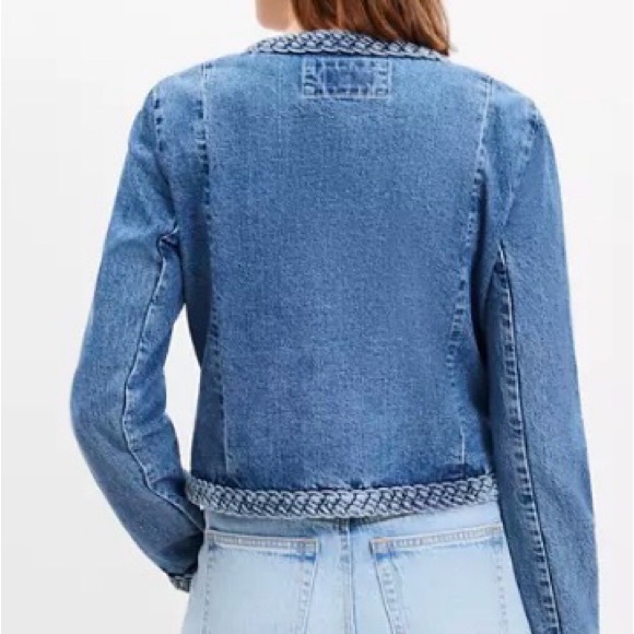 LOFT Braided Trim Jean Jacket in Indigo Blue - Picture 9 of 9